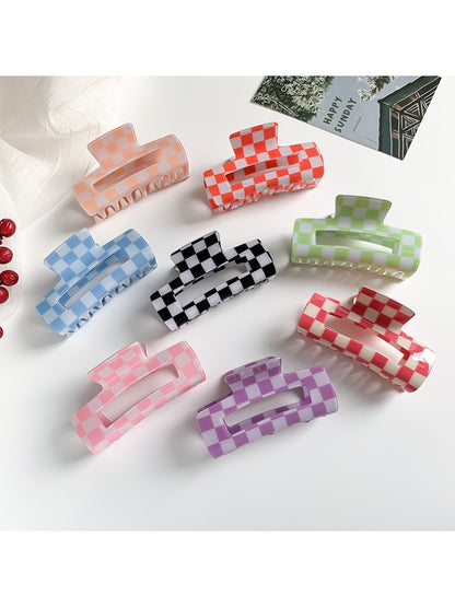 Beau - Checkerboard Macaron Openwork Hair Claw Clip