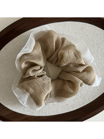 Gifty - Solid Mesh Lace Trim Oversized Scrunchie