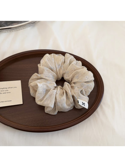 Gifty - Floral Print Polyester Ruffled Scrunchie