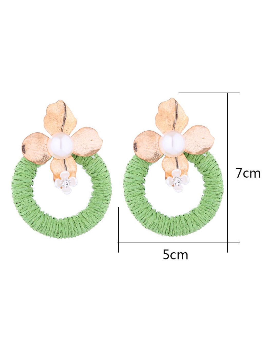 Side view of Earedge round floral pendant earrings showing pendant detail