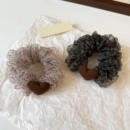 Gifty - Sheer Leopard Pattern Mesh Ruffle Scrunchie