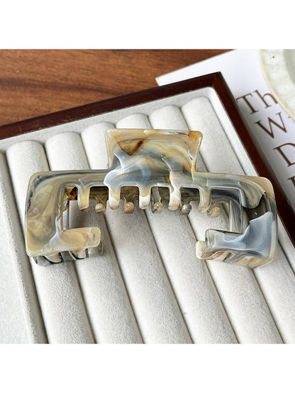 Beau - Open Square Marbled Finish Hair Claw Clip