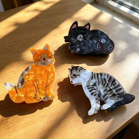 Beau - Playful Cat Silhouette Design Claw Clip