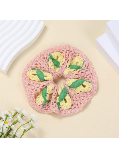Close-up of scrunchie fabric pattern with natural light highlighting colors