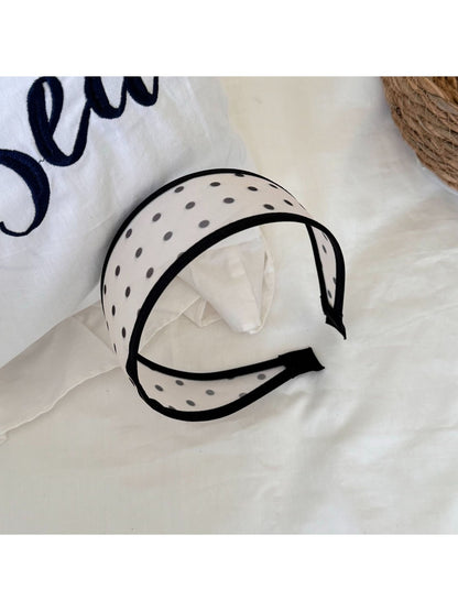 Gifty - Polka Dot Mesh Trim Geometric Pattern Headband