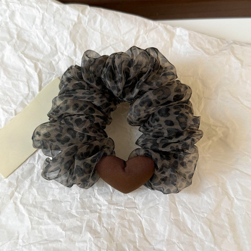 Gifty - Sheer Leopard Pattern Mesh Ruffle Scrunchie