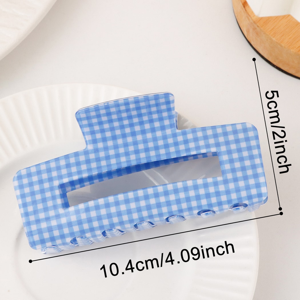 Beau - Plaid Hollow Rectangle Claw Clip