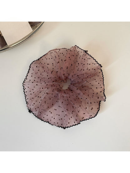 Gifty - Sweet Style Lavender Polka Dot Mesh Scrunchie