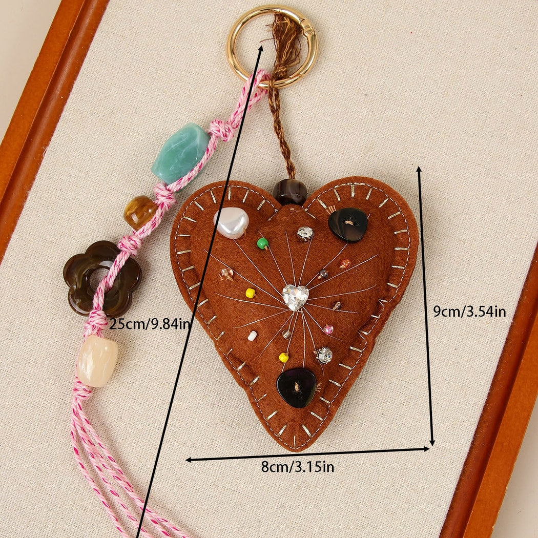 Keypus - Retro Textured Heart Bag Charm Keychain