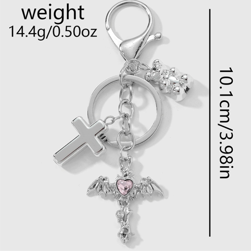 Keypus - Y2K Cross and Wing Pendant Keychain