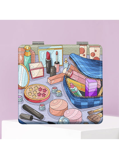 Mirroray - Makeup Theme Cartoon Print Makeup Mirror