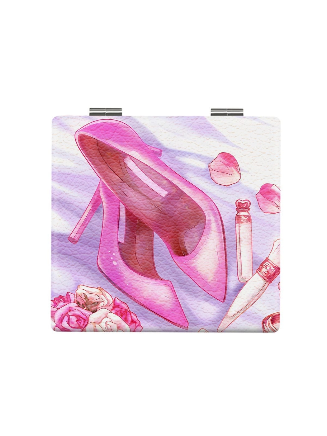 Mirroray - Cartoon Print Folding PU Glass Makeup Mirror