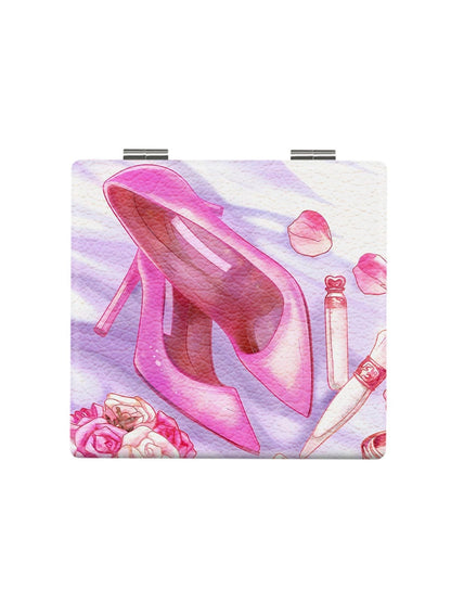 Mirroray - Cartoon Print Folding PU Glass Makeup Mirror