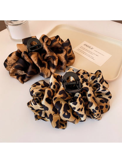 Beau - Vintage Leopard Print Pleated Claw Clip