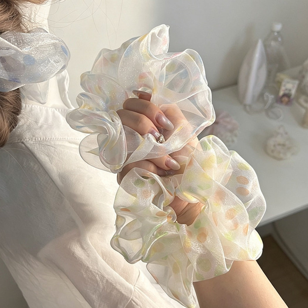 Gifty - Pastel Toned Sheer Polka Dot Scrunchie