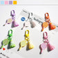 Close-up of lifelike badminton racket keychain with detailed strings and handle