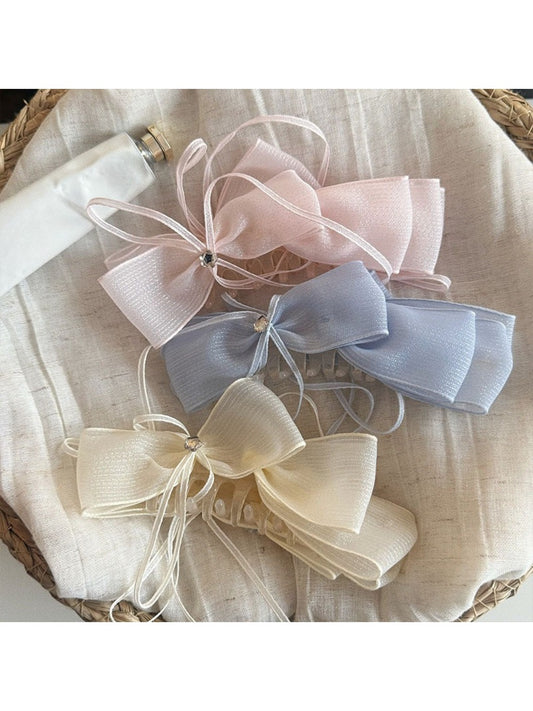 Beau - Elegant Solid Color Bow Banana Clip