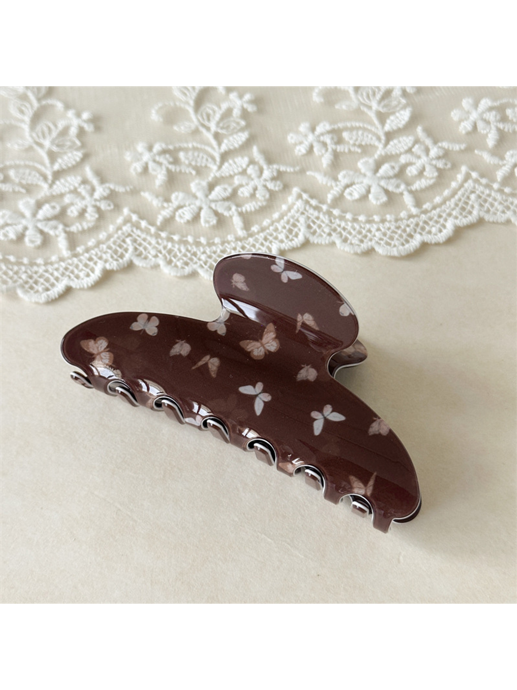 Beau - Butterfly Print Glossy PVC Claw Clip