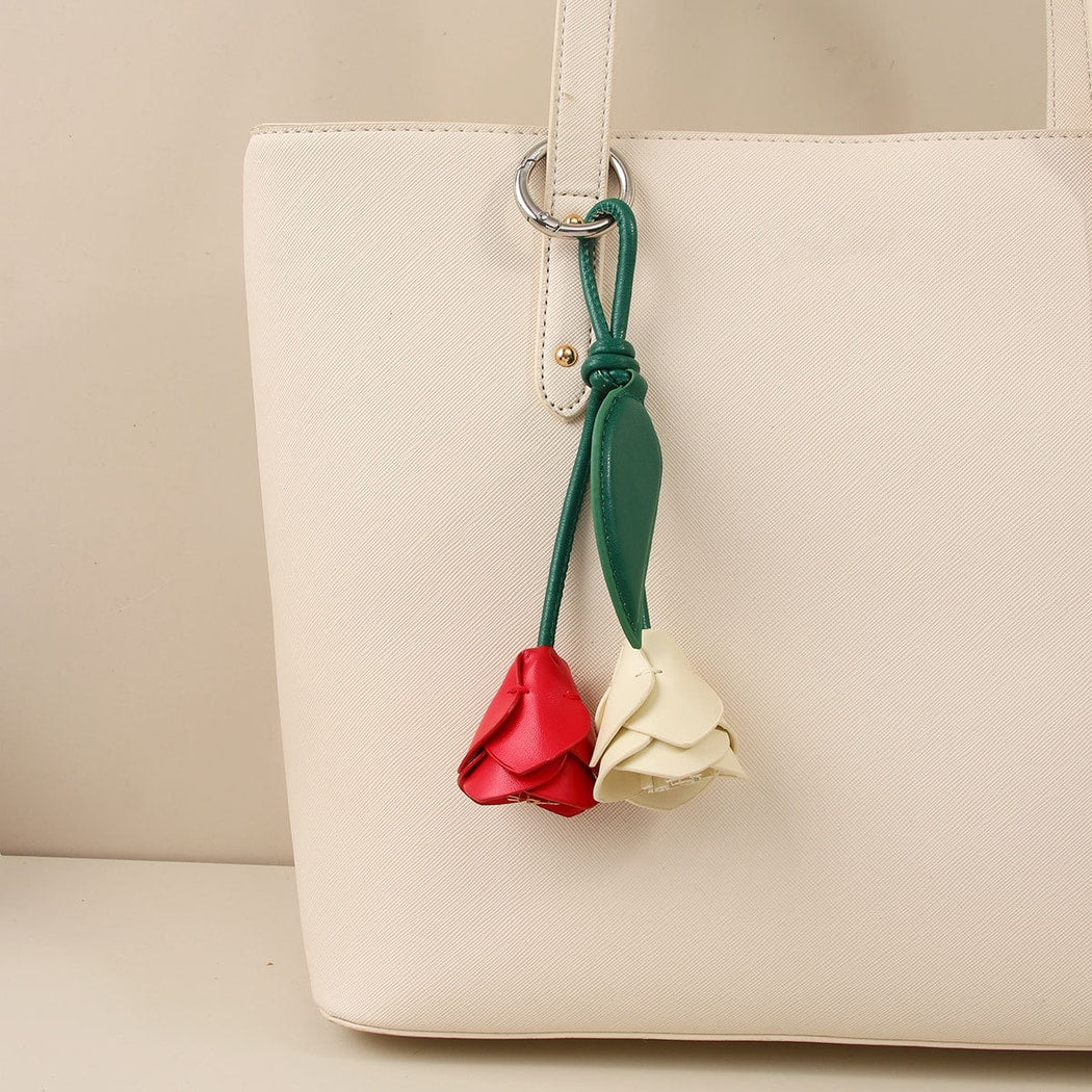 Keypus - Double Color Rose Flower Bag Charm Keychain