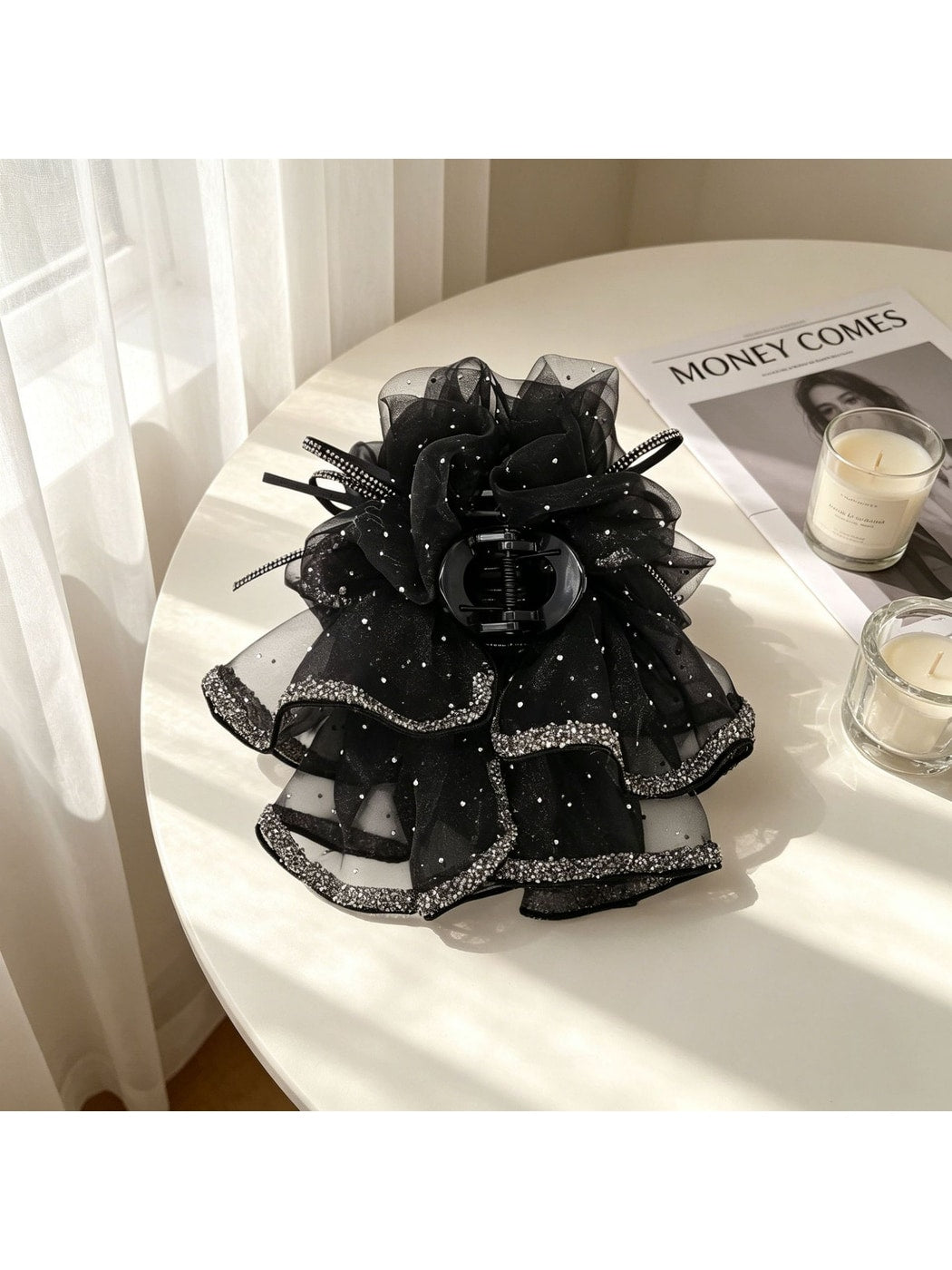 Beau - Layered Mesh Bow Decorative Fashion Claw Clip