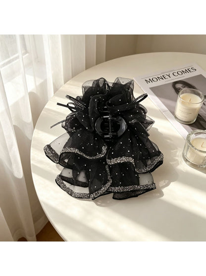 Beau - Layered Mesh Bow Decorative Fashion Claw Clip