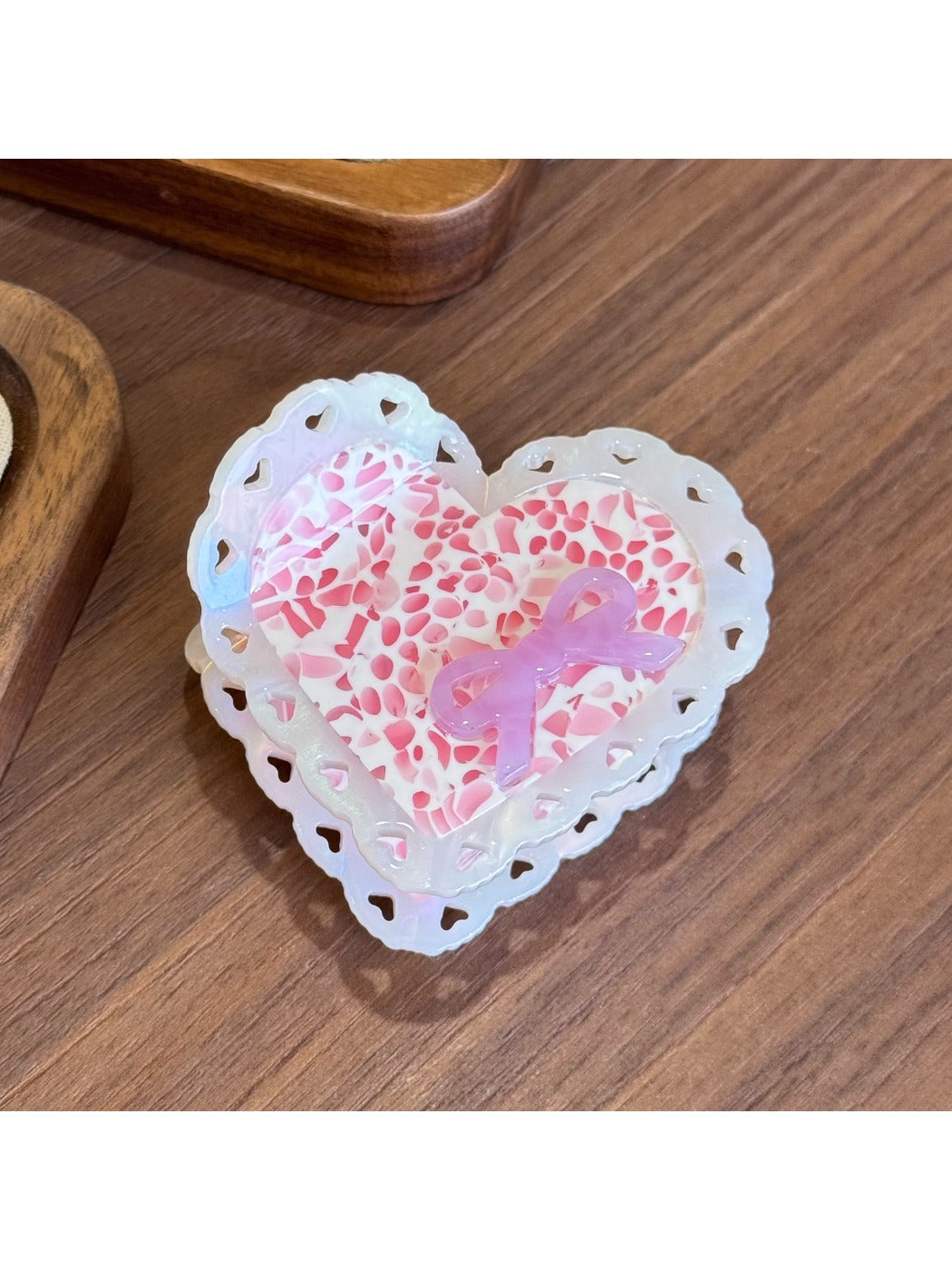 Beau - Acetic Acid Bowknot Heart-shaped Hairpin