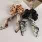 Gifty - Printed Ribbon Bow Satin Finish Scrunchie