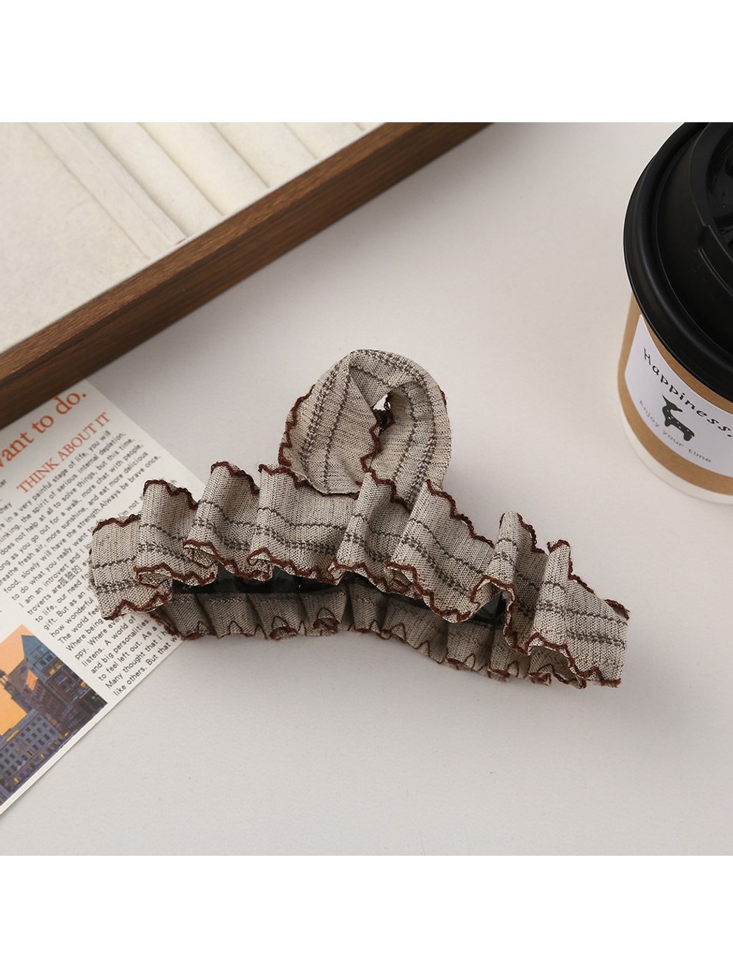 Beau - Pleated Heart Detail Claw Hair Clip