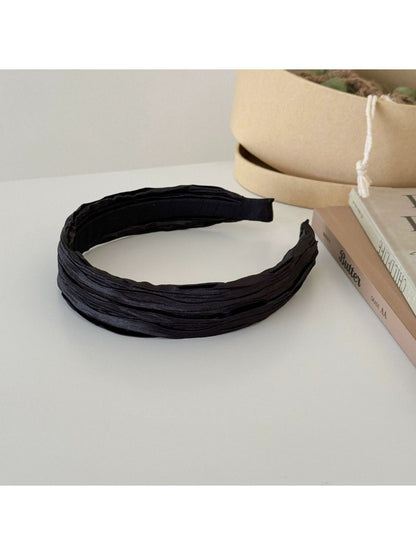 Gifty - Satin Pleated Wide Fabric Women's Headband