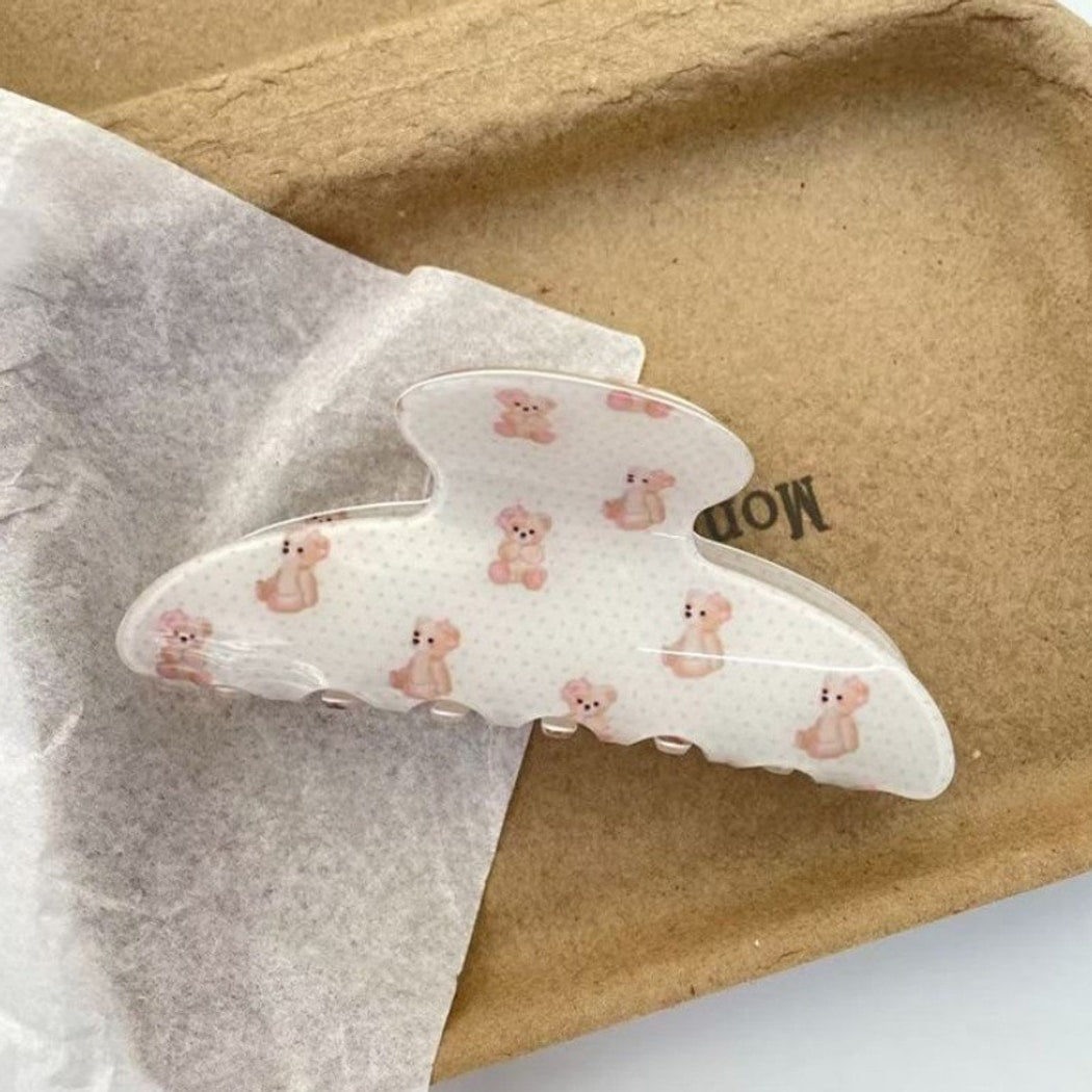 Beau - Polka Dot Bear Pattern Claw Hair Clip