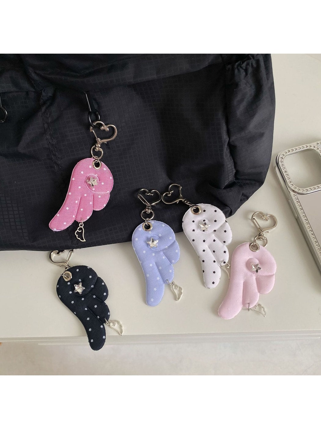 Keypus - Retro Polka Dot Wing Bag Charm Keychain
