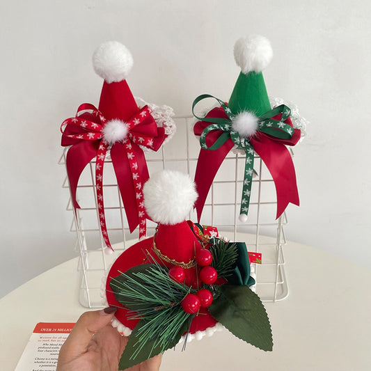 Beau - Christmas Snowflake Pattern Bow Lace Hair Clip