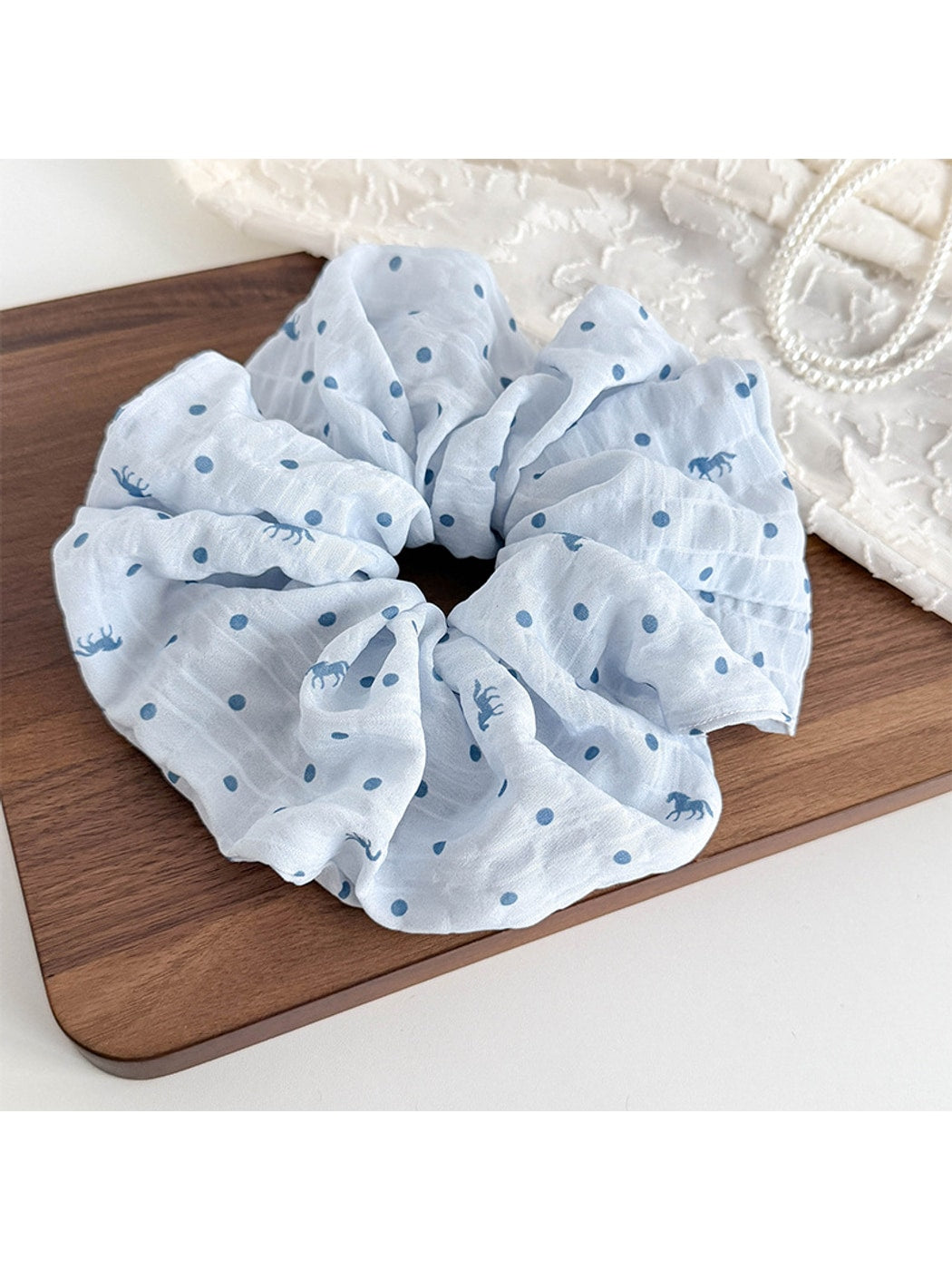 Gifty - Polka Dot Ruched Polyester Scrunchie