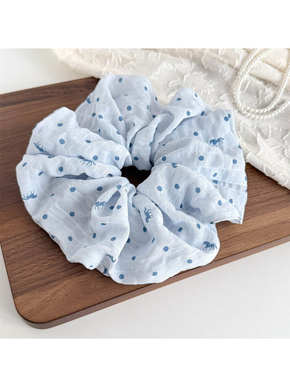 Gifty - Polka Dot Ruched Polyester Scrunchie