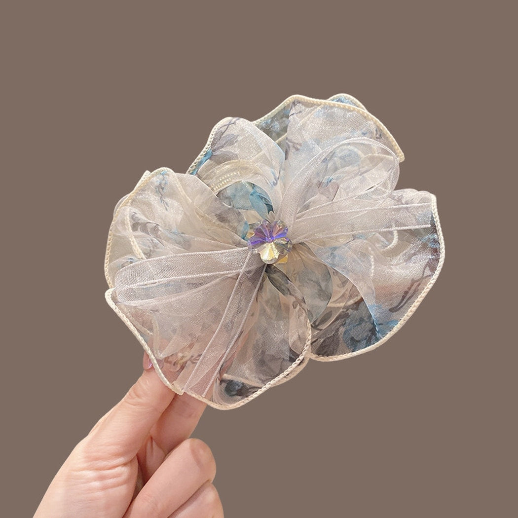 Beau - Floral Organza Bow Plastic Alloy Claw Hair Clip