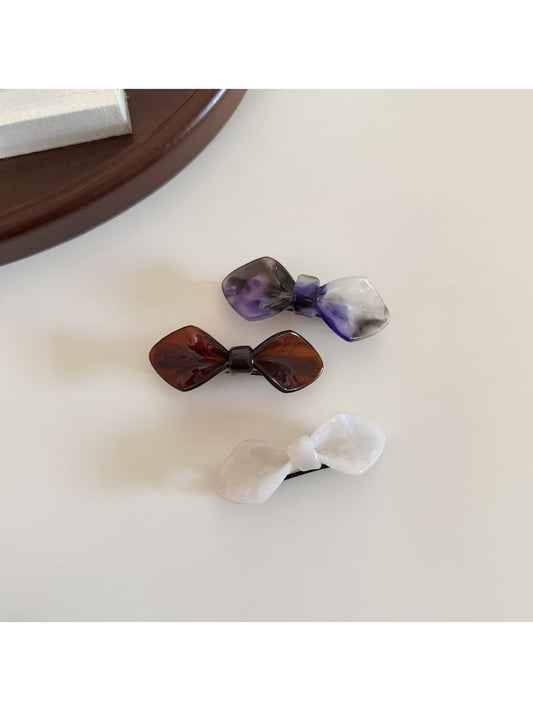 Beau - Marbled Bow Acetate Fiber Hair Clip