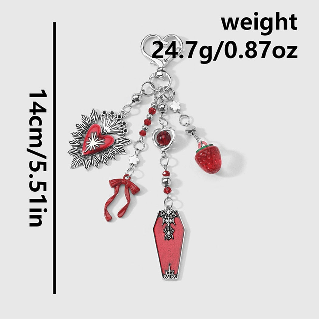 Keypus - Pink Halloween Heart and Coffin Design Keychain