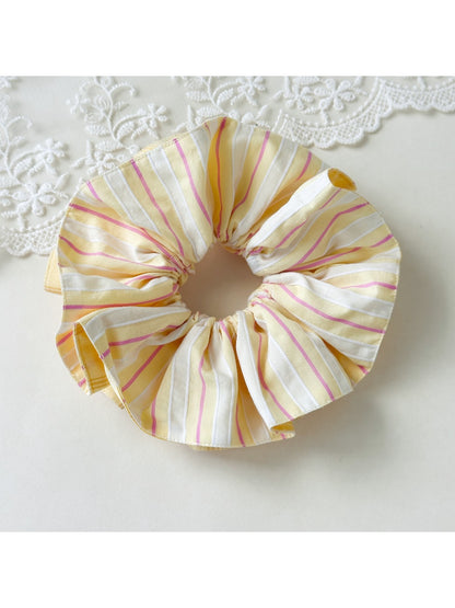 Gifty - Double Sided Pink Yellow Striped Scrunchies