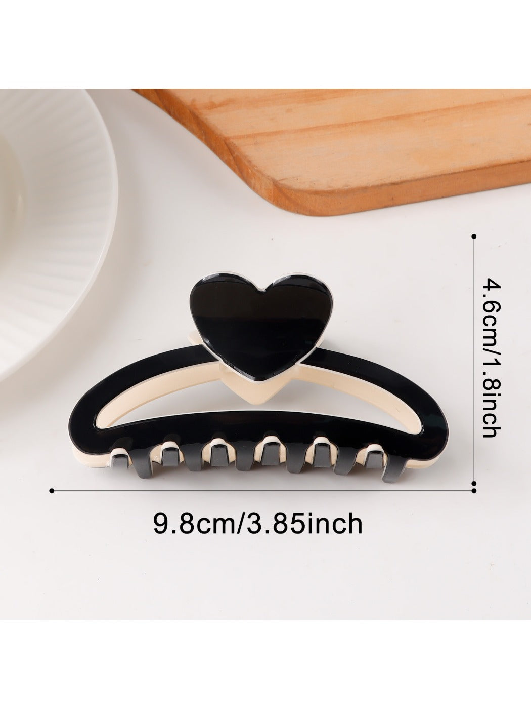 Beau - Color Blocking Heart Hair Claw Clip