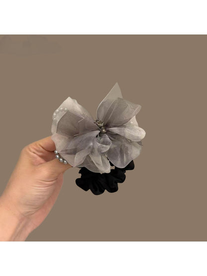 Gifty - Gray Layered Bow Mesh Look Ponytail Hair Tie