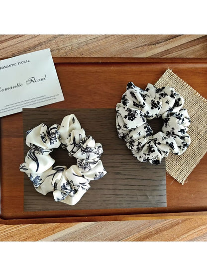 Gifty - Flower Print Polyester Elastic Hair Scrunchie
