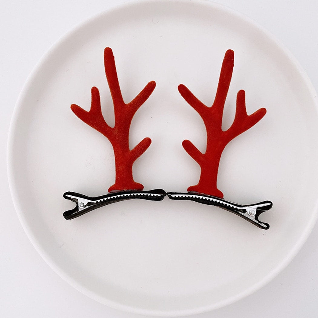 Beau - Christmas Deer Antler Glitter Bow Hair Clip