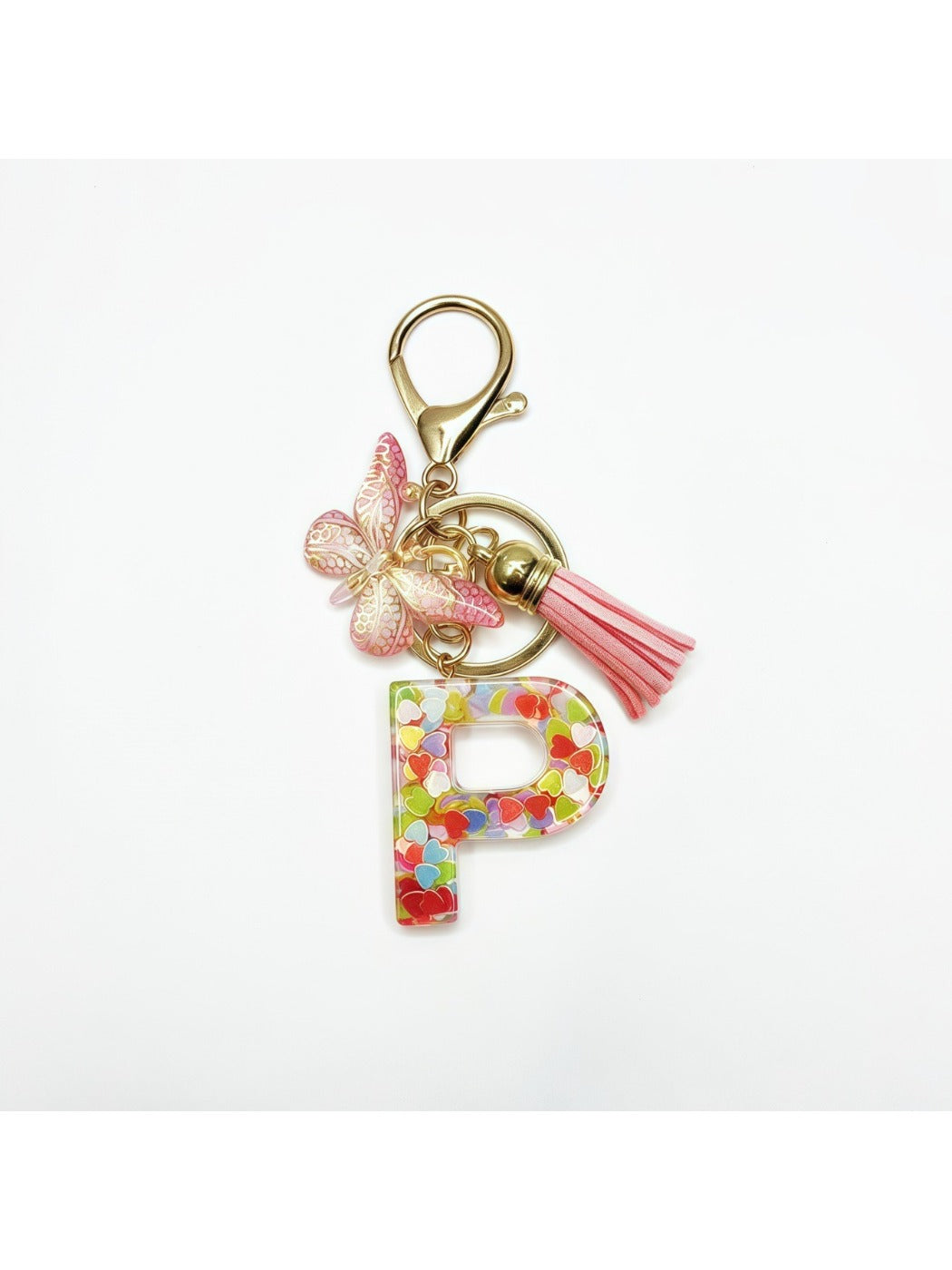 Keypus - Delicate Butterfly Letter Pendant Keychain