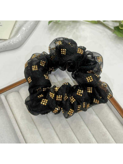 Gifty - Double Layer Organza Bow Hair Tie Crystal