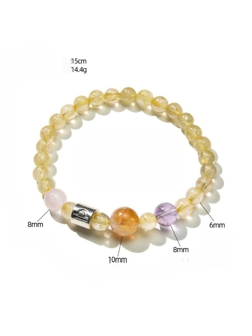 Lovra Zodiac Crystal Beaded Bracelet shown with a soft fabric background for contrast