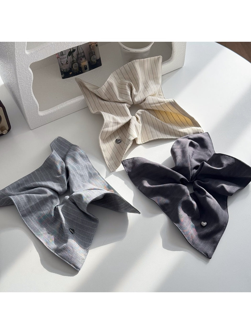 Gifty - Square Scrunchie Hair Tie Striped Fabric