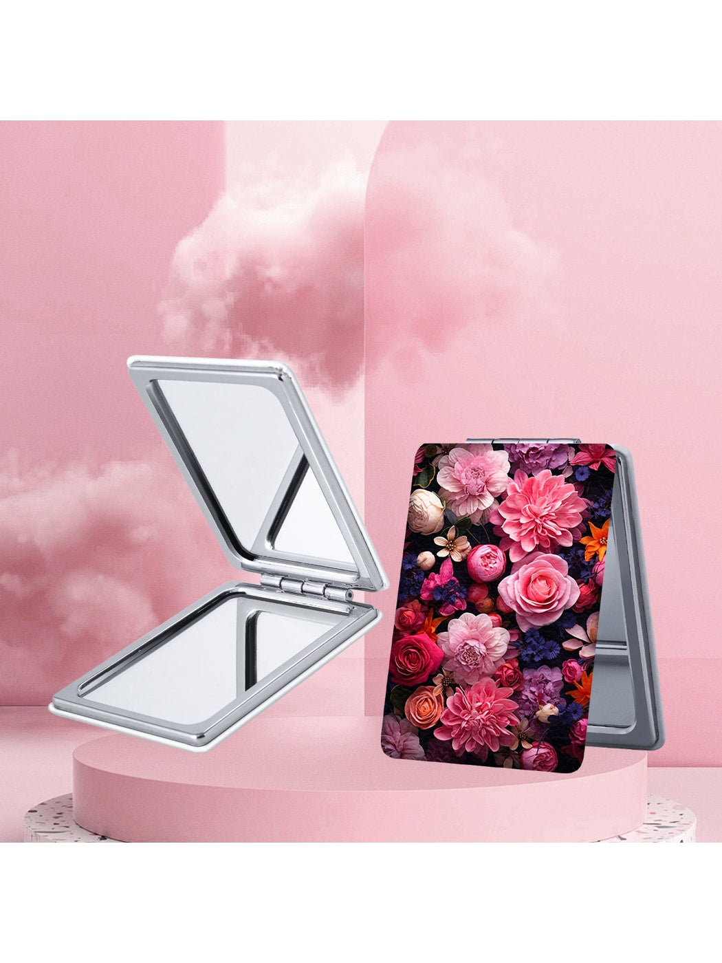 Mirroray - Floral Print Rectangle Compact Mirror