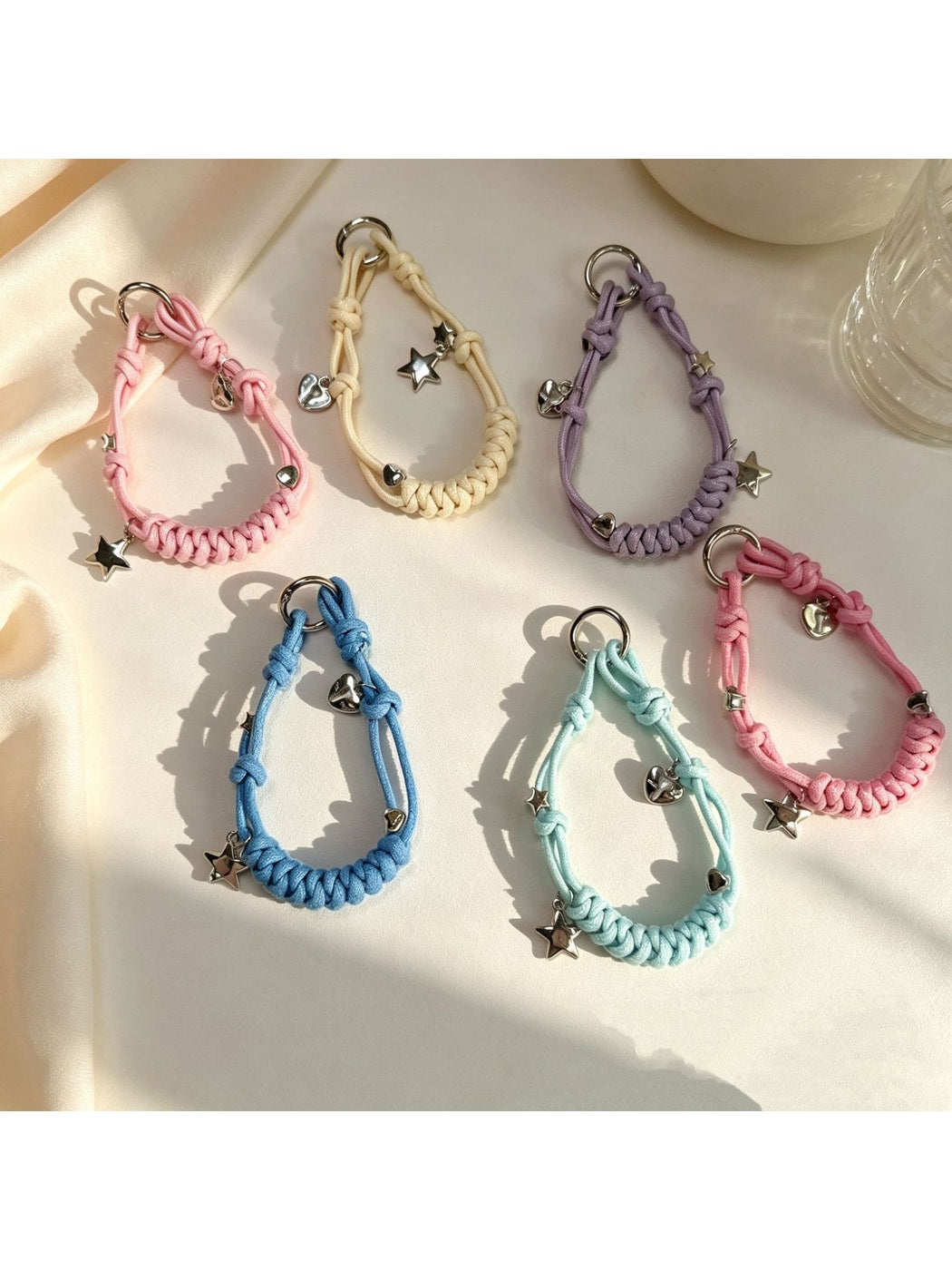 Keypus - Star Detail Woven Phone Strap Alloy Keychain