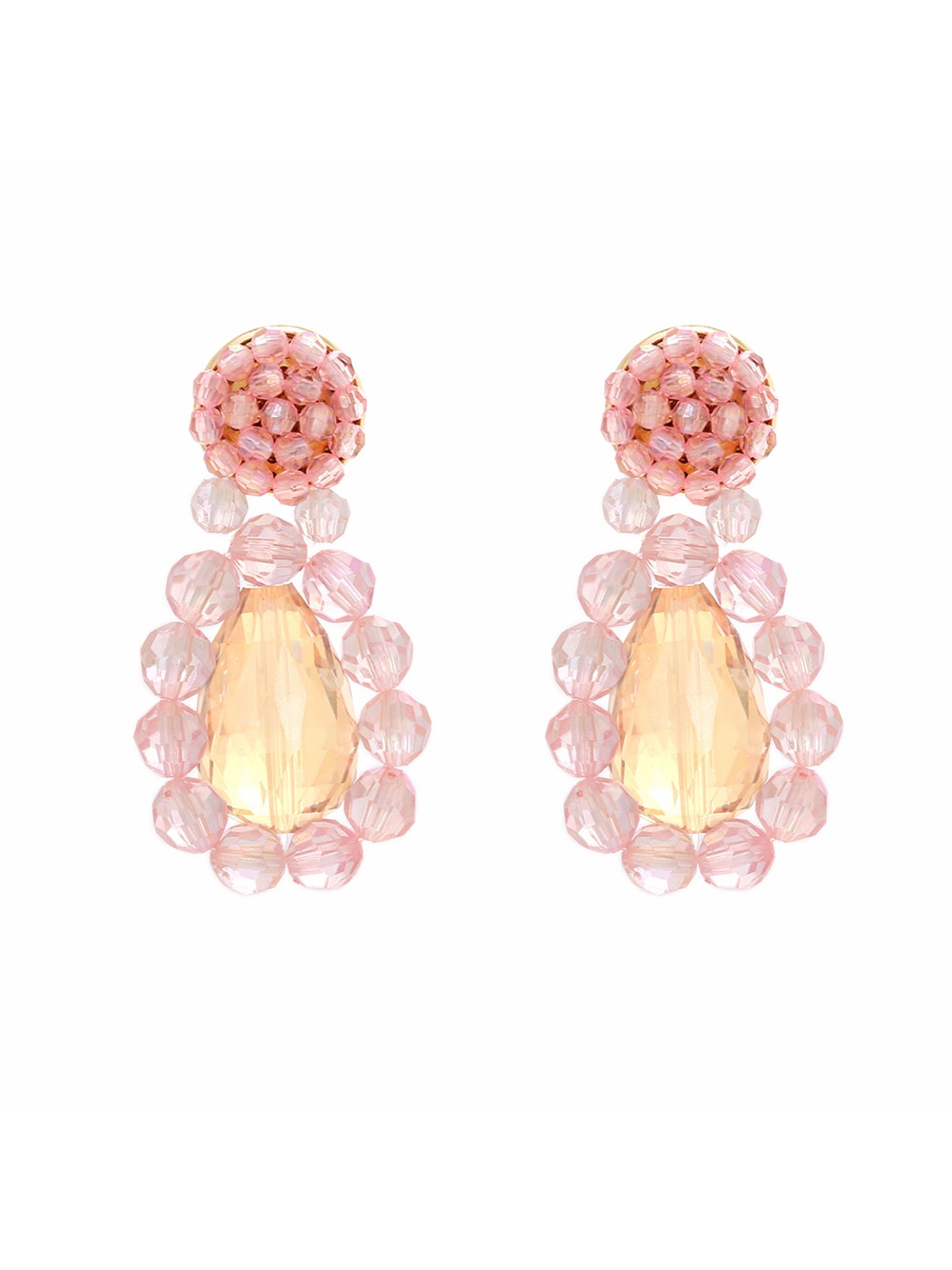 Earedge - Floral Beaded Teardrop Drop Statement Earrings