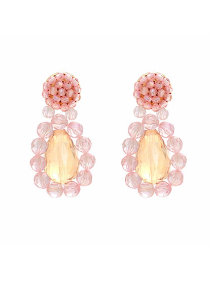 Earedge - Floral Beaded Teardrop Drop Statement Earrings